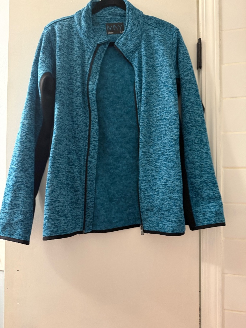 MNY Marc New York Full-Zip Fleece Jacket – Teal / Black – Size Larg